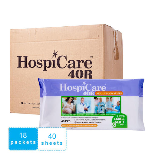 Hospicare 40R Adult Body Wipes 40 Sheets (1x Carton Deal)