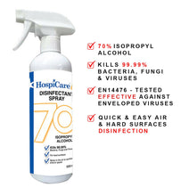 Load image into Gallery viewer, HospiCare 70 Percent IPA Disinfectant Spray 500ml (2x Bottle bundle)
